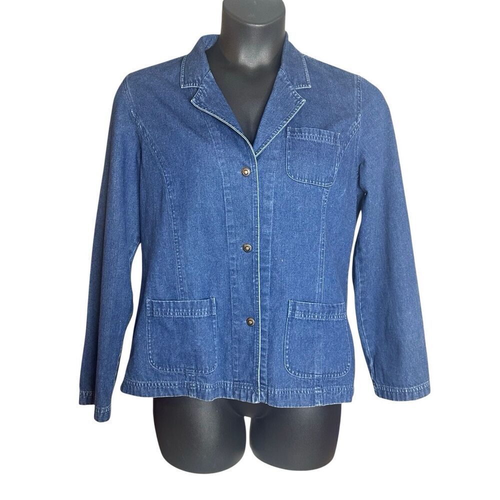Vintage Real Comfort Women's Blue Button Front Cotton Denim Jean Jacket Size 10